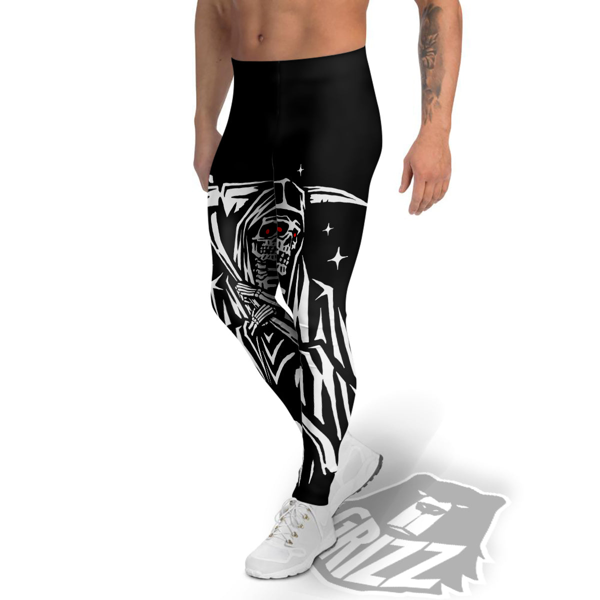 Grim Reaper Sad Print Men's Leggings-grizzshop