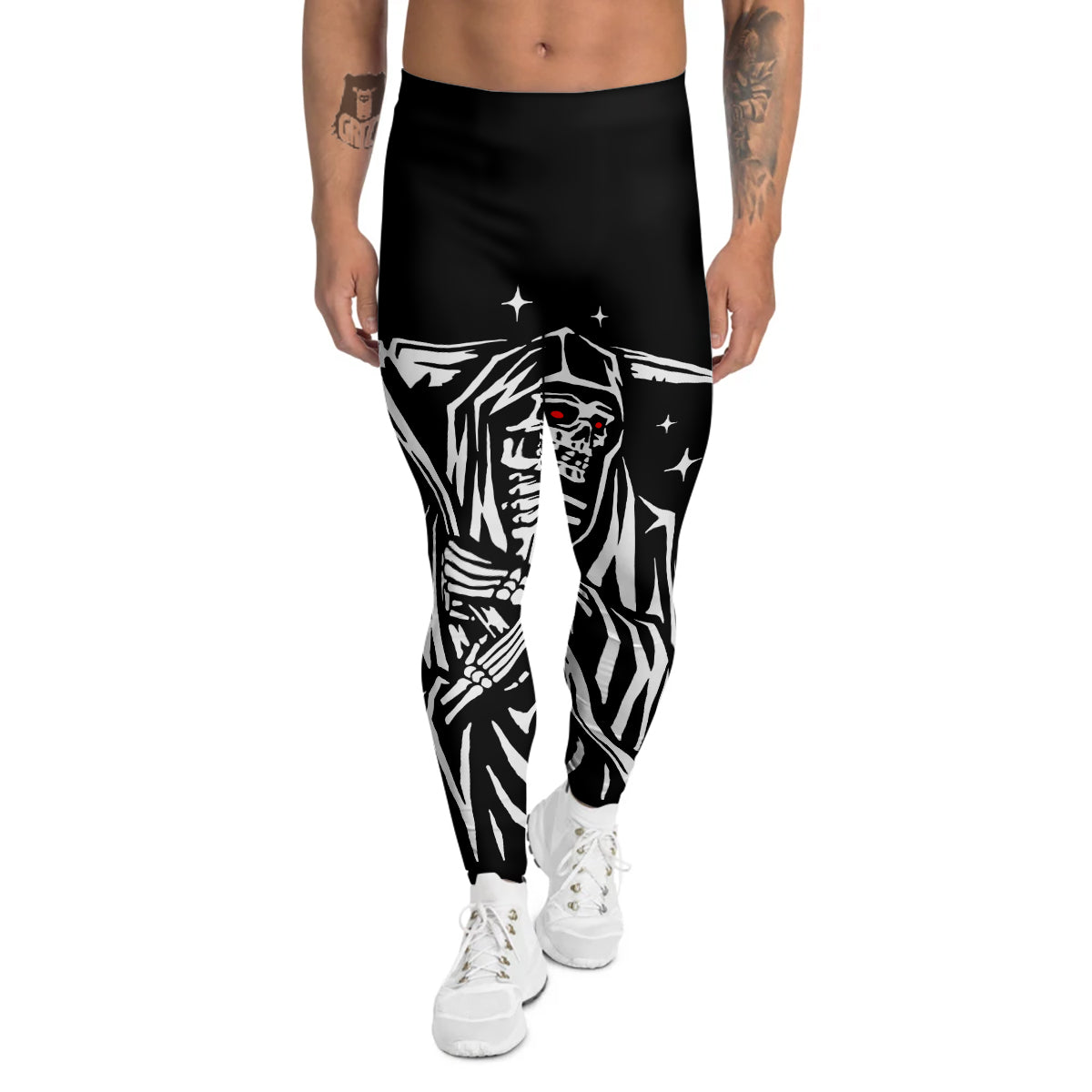 Grim Reaper Sad Print Men's Leggings-grizzshop