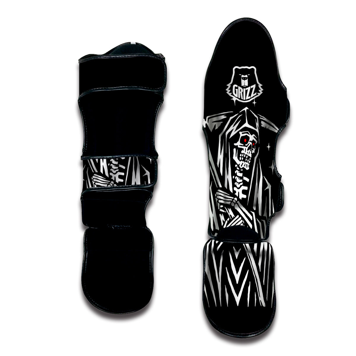 Grim Reaper Sad Print Muay Thai Shin Guards-grizzshop