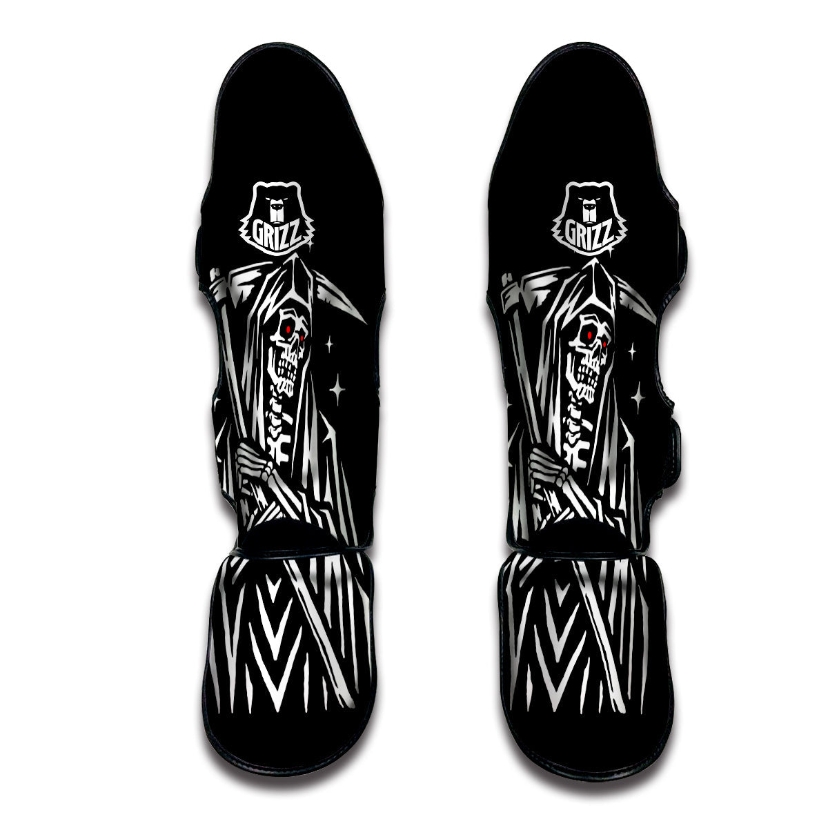 Grim Reaper Sad Print Muay Thai Shin Guards-grizzshop