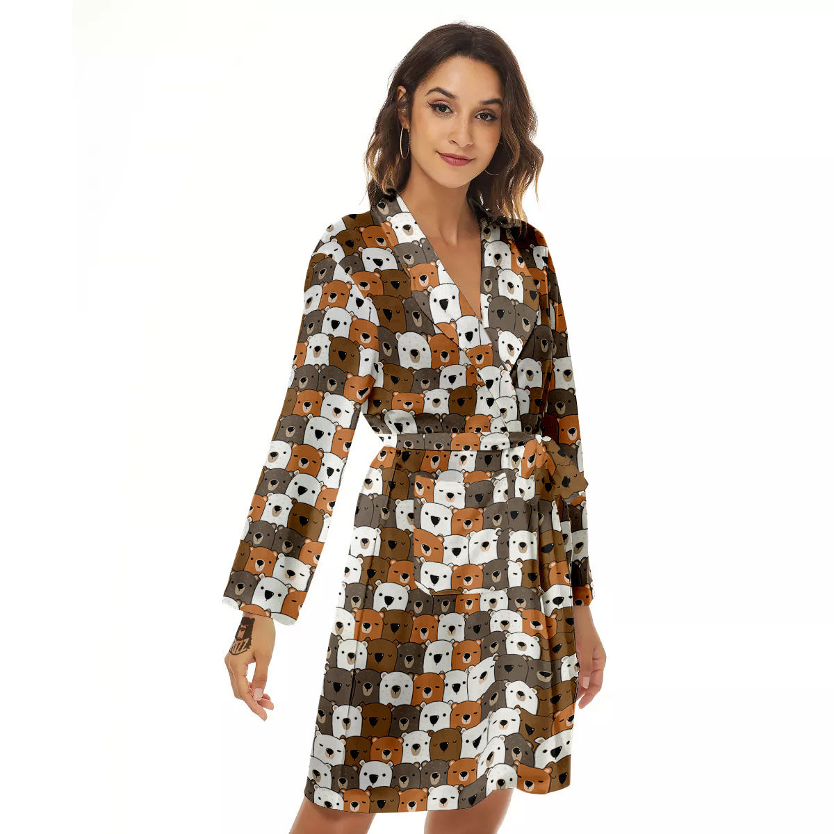 Grizzly Bear Cute Baby Print Pattern Women's Robe-grizzshop