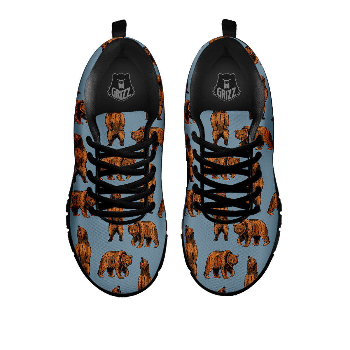 Grizzly Bear Print Pattern Black Sneaker-grizzshop