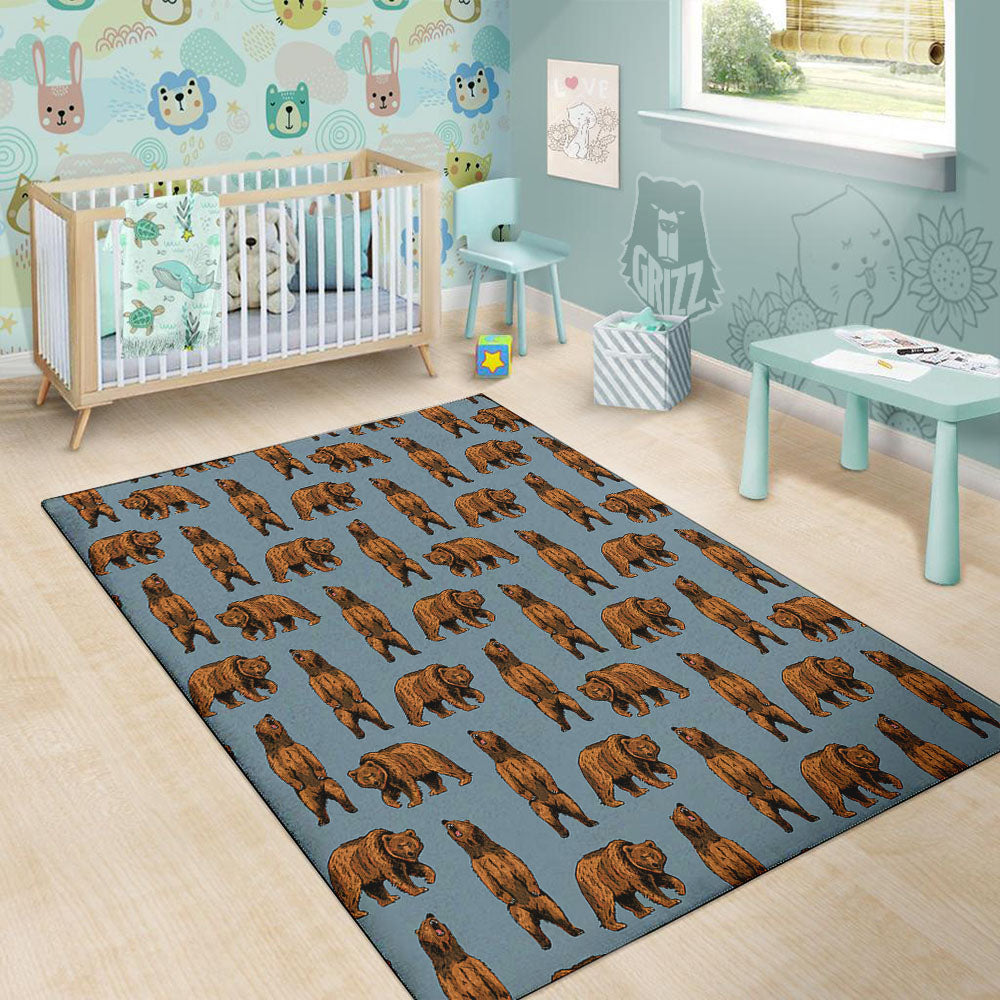 Grizzly Bear Print Pattern Floor Mat-grizzshop