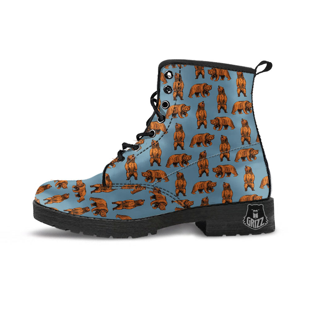 Grizzly Bear Print Pattern Leather Boots-grizzshop