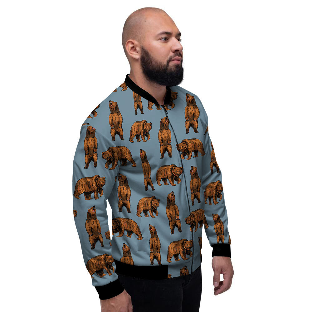 Grizzly Bear Print Pattern Men's Bomber Jacket-grizzshop