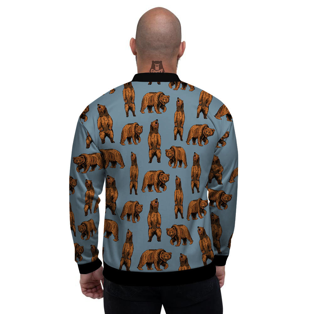 Grizzly Bear Print Pattern Men's Bomber Jacket-grizzshop