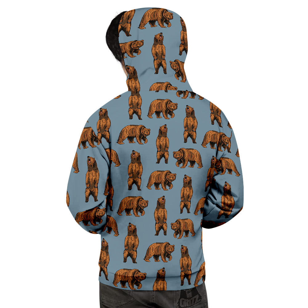 Grizzly Bear Print Pattern Men's Hoodie-grizzshop