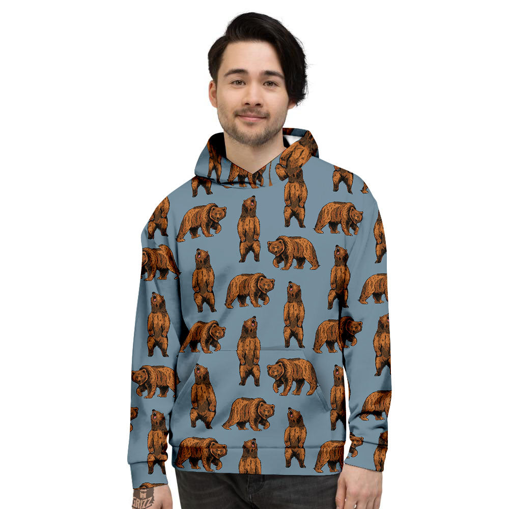 Grizzly Bear Print Pattern Men's Hoodie-grizzshop