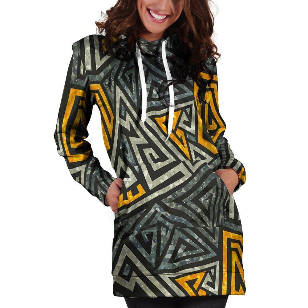 Grunge Geometric Triangle Hoodie Dress-grizzshop