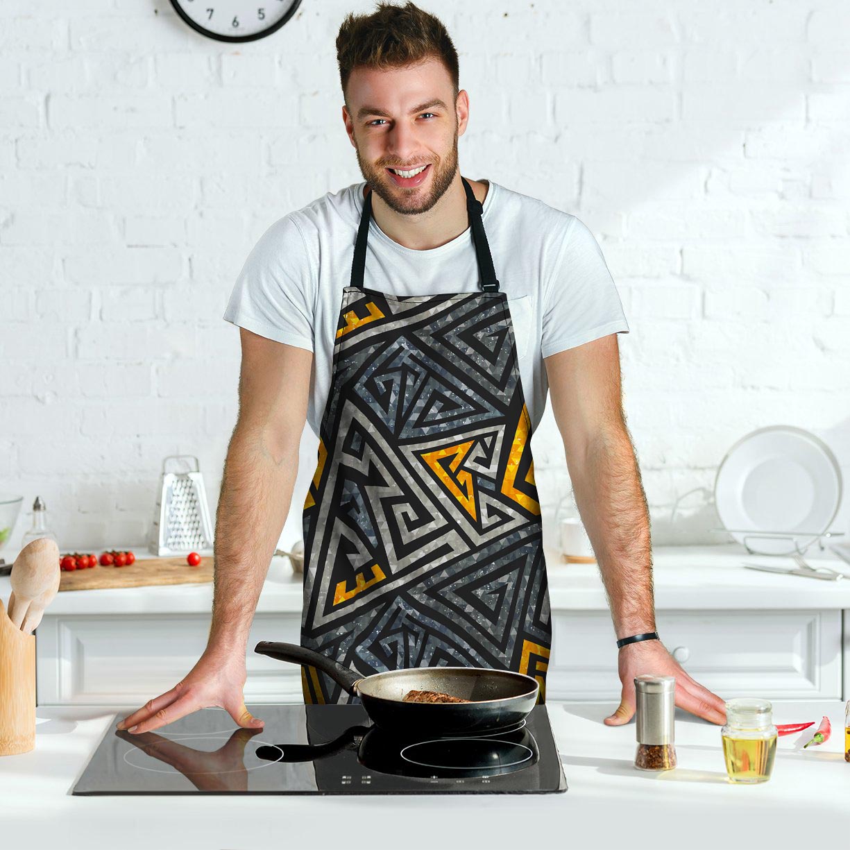 Grunge Geometric Triangle Men's Apron-grizzshop