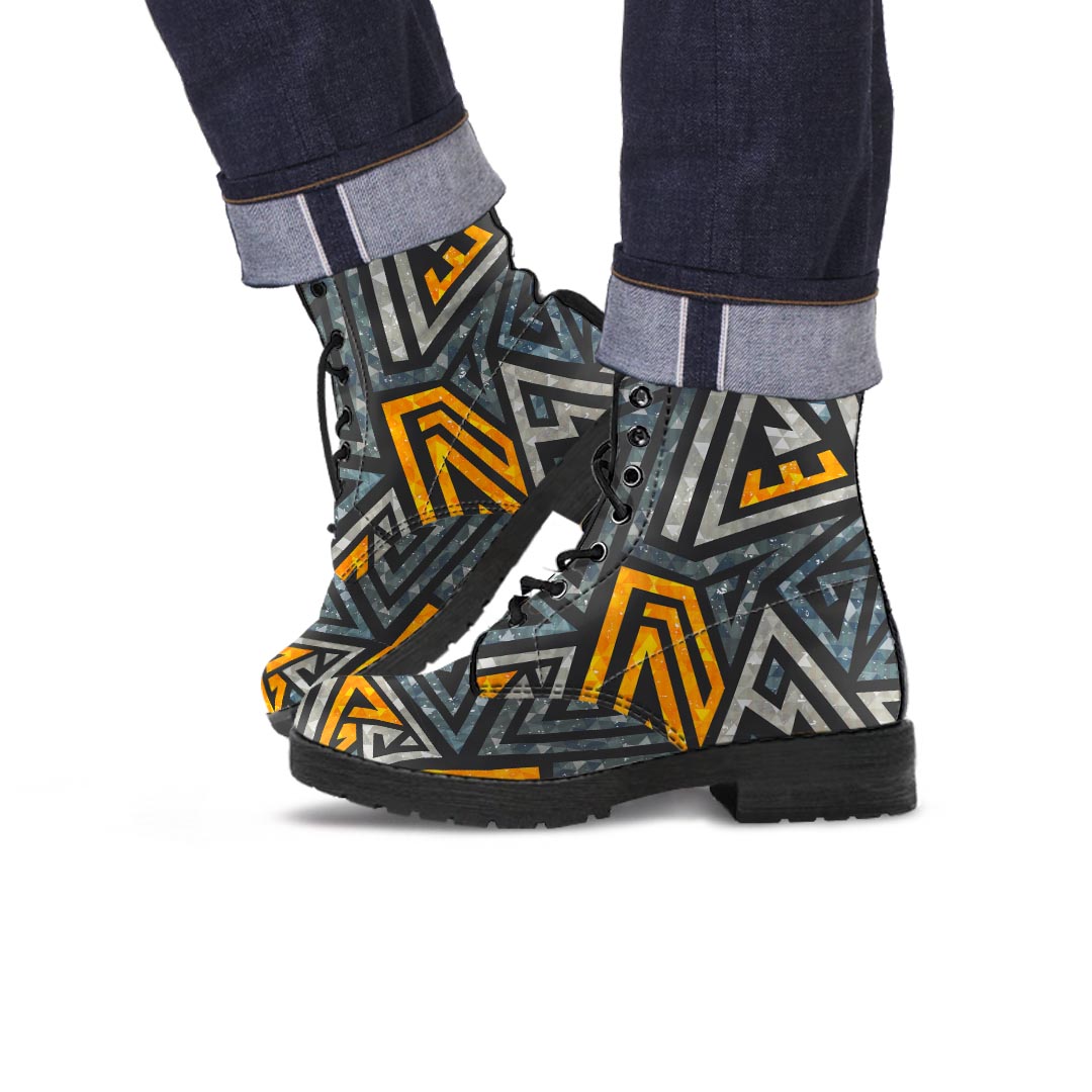 Grunge Geometric Triangle Men's Boots-grizzshop