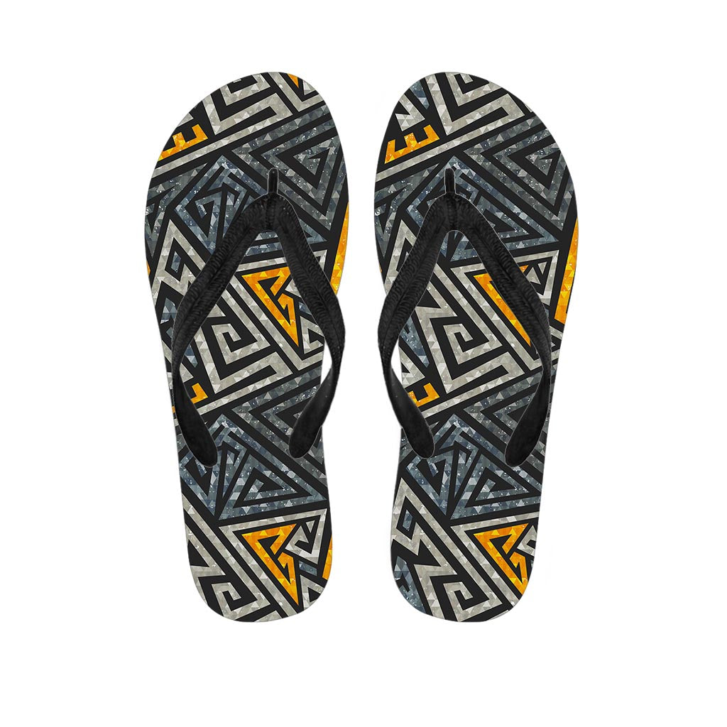 Grunge Geometric Triangle Men's Flip Flops-grizzshop