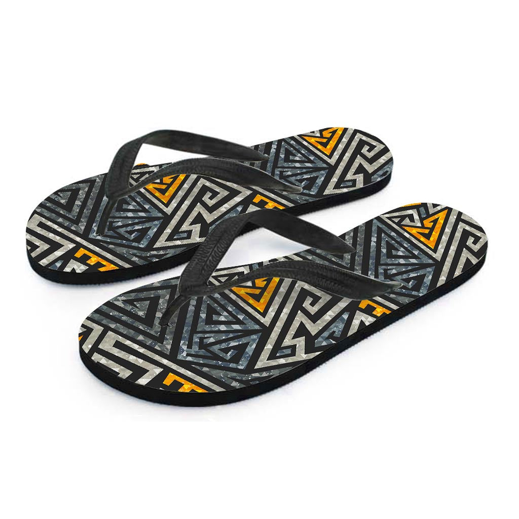 Grunge Geometric Triangle Men's Flip Flops-grizzshop