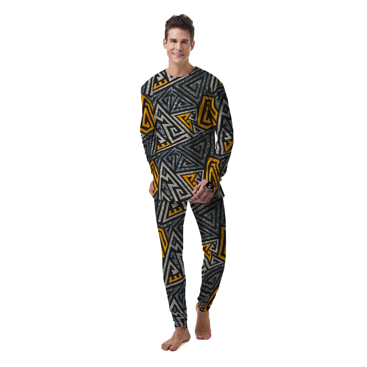 Grunge Geometric Triangle Men's Pajamas-grizzshop