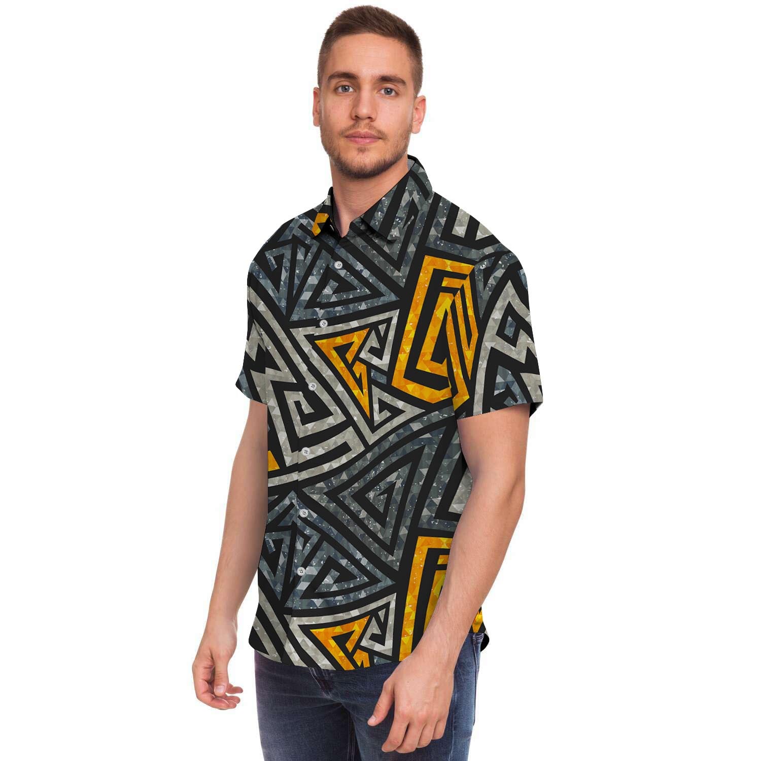 Grunge Geometric Triangle Men's Short Sleeve Shirt-grizzshop