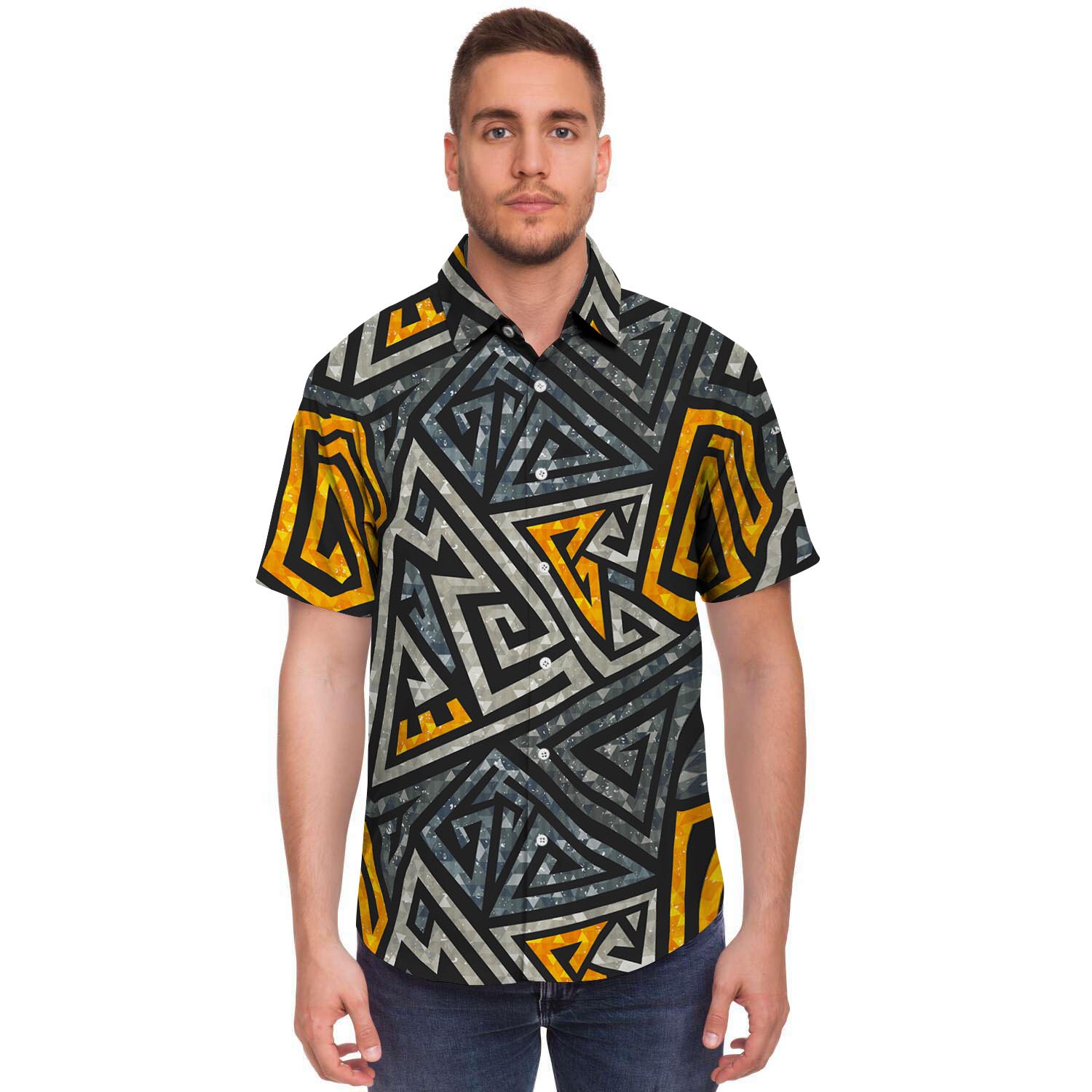 Grunge Geometric Triangle Men's Short Sleeve Shirt-grizzshop