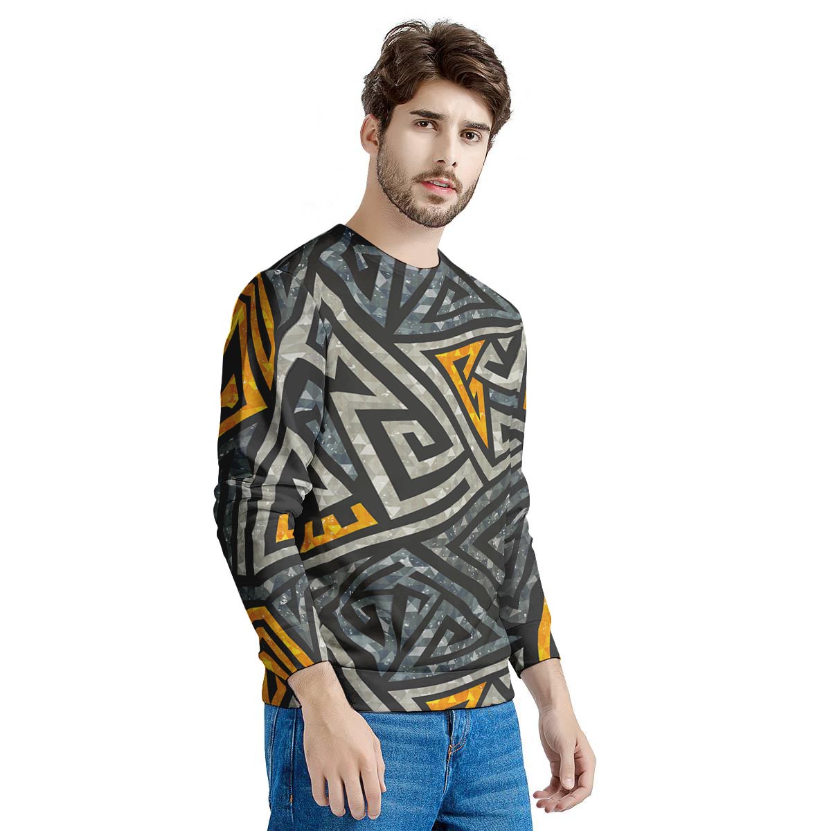 Grunge Geometric Triangle Men's Sweatshirt-grizzshop