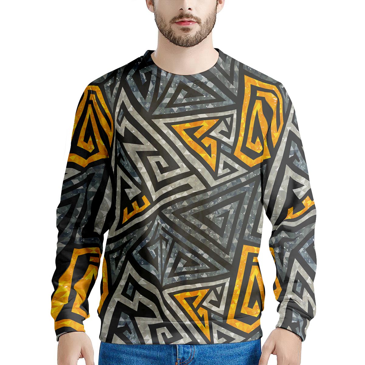 Grunge Geometric Triangle Men's Sweatshirt-grizzshop