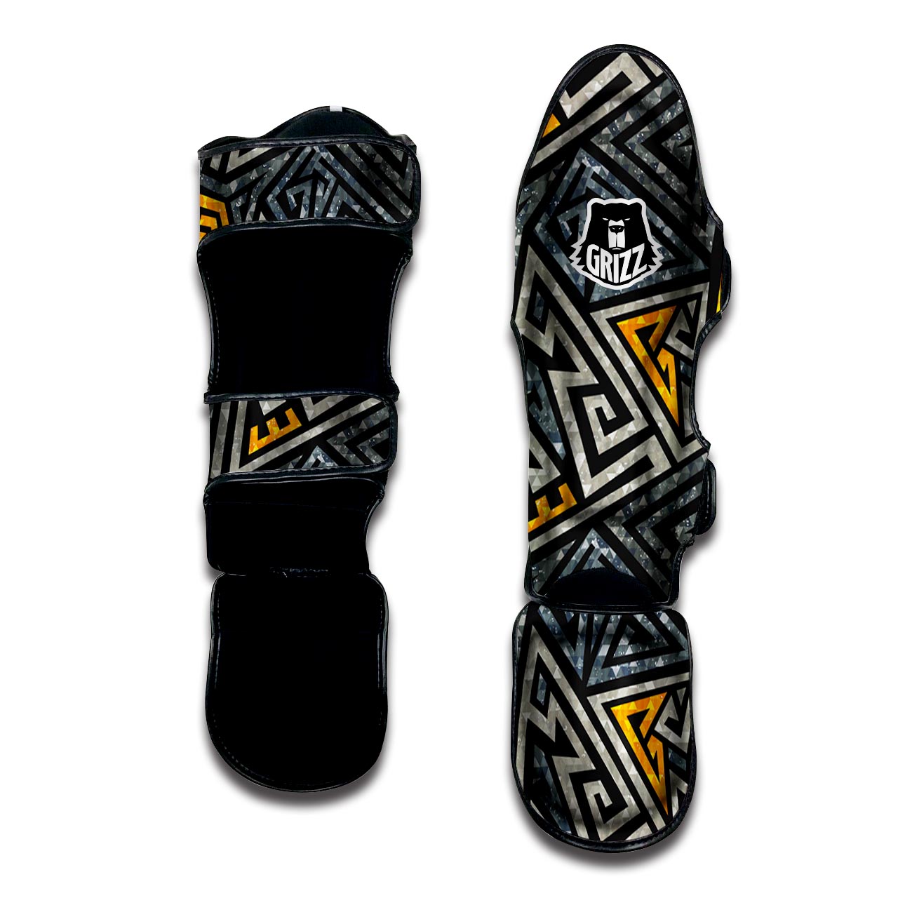 Grunge Geometric Triangle Muay Thai Shin Guard-grizzshop