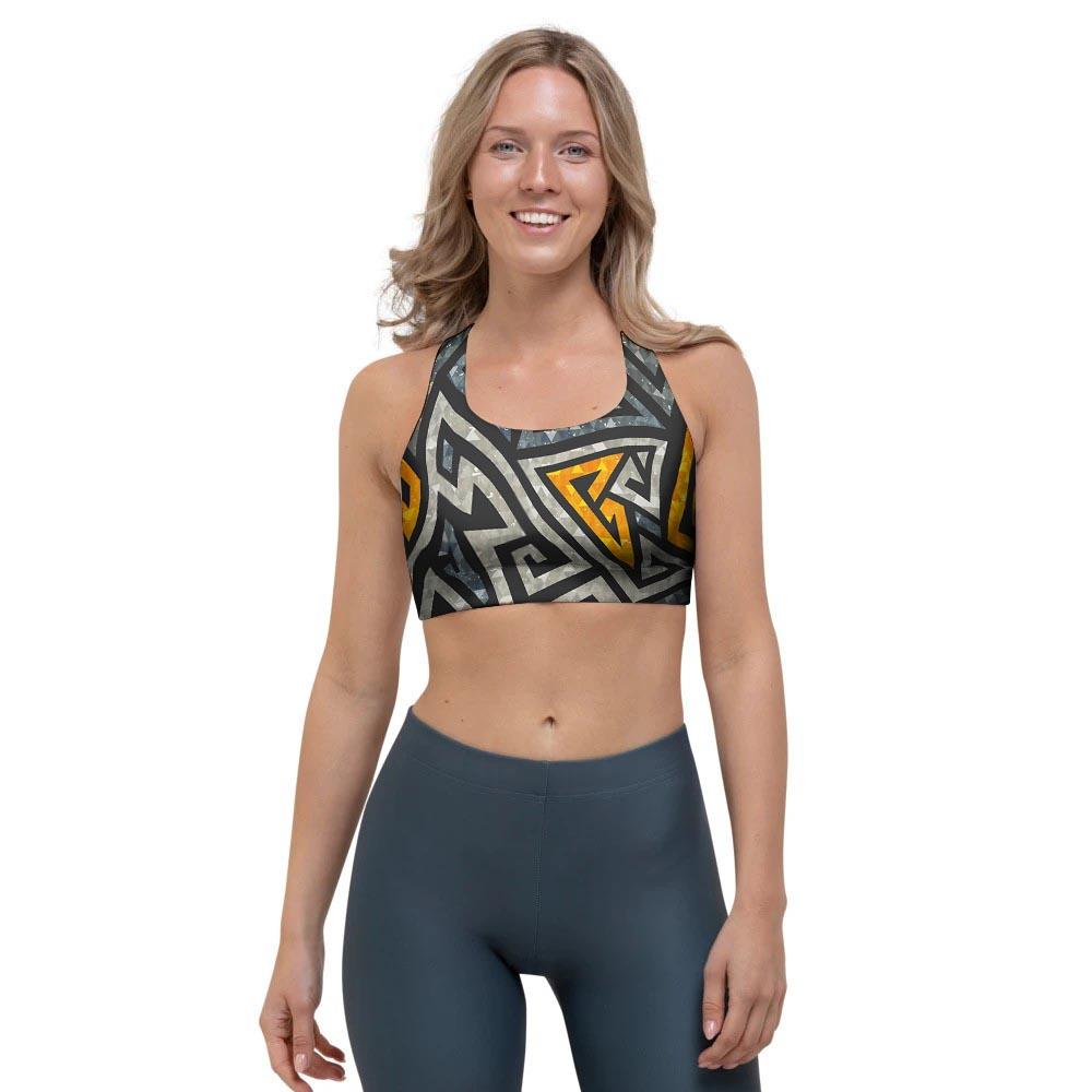 Grunge Geometric Triangle Sports Bra-grizzshop