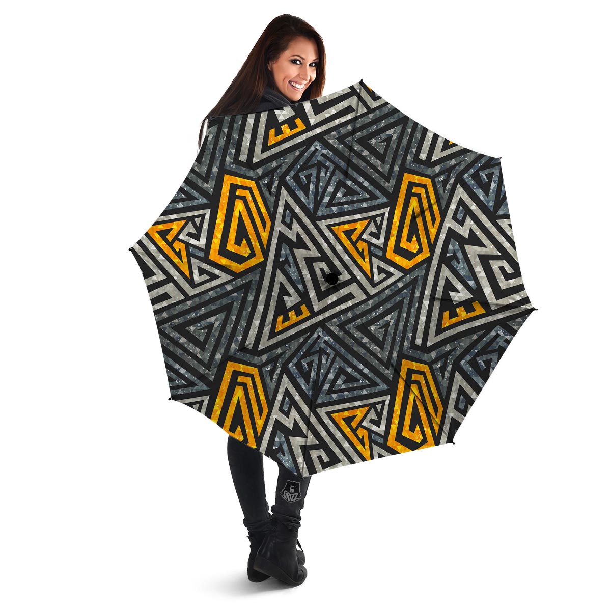 Grunge Geometric Triangle Umbrella-grizzshop