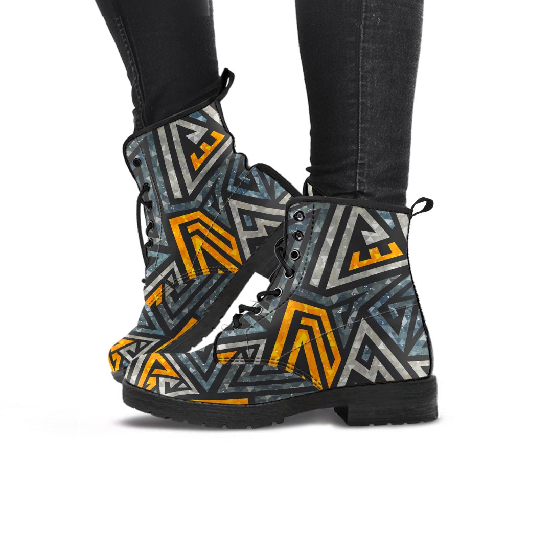 Grunge Geometric Triangle Women's Boots-grizzshop