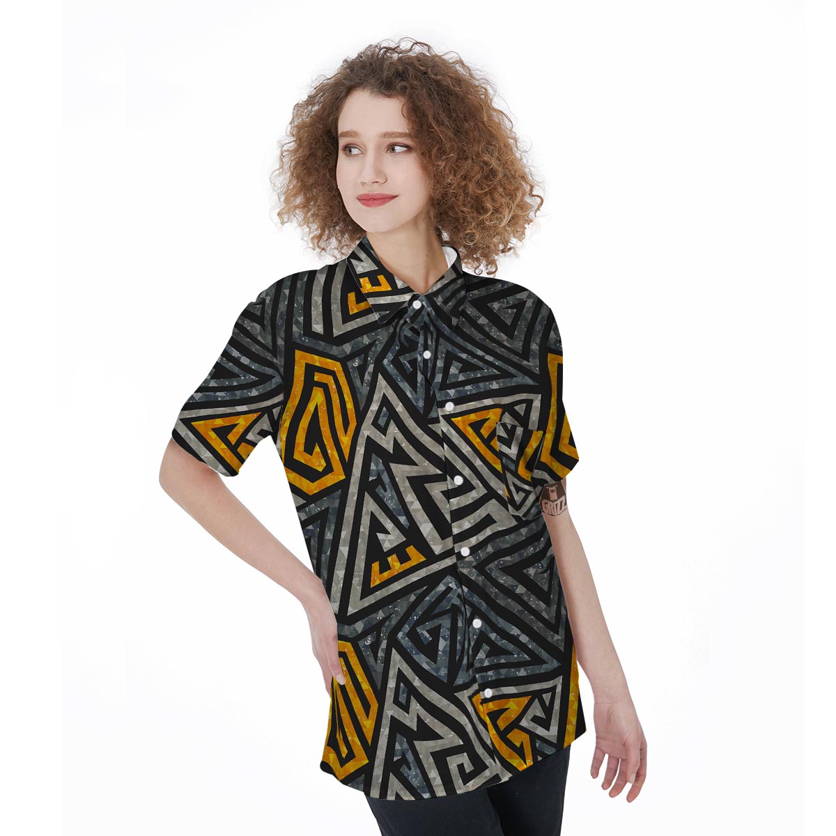 Grunge Geometric Triangle Women's Short Sleeve Shirts-grizzshop