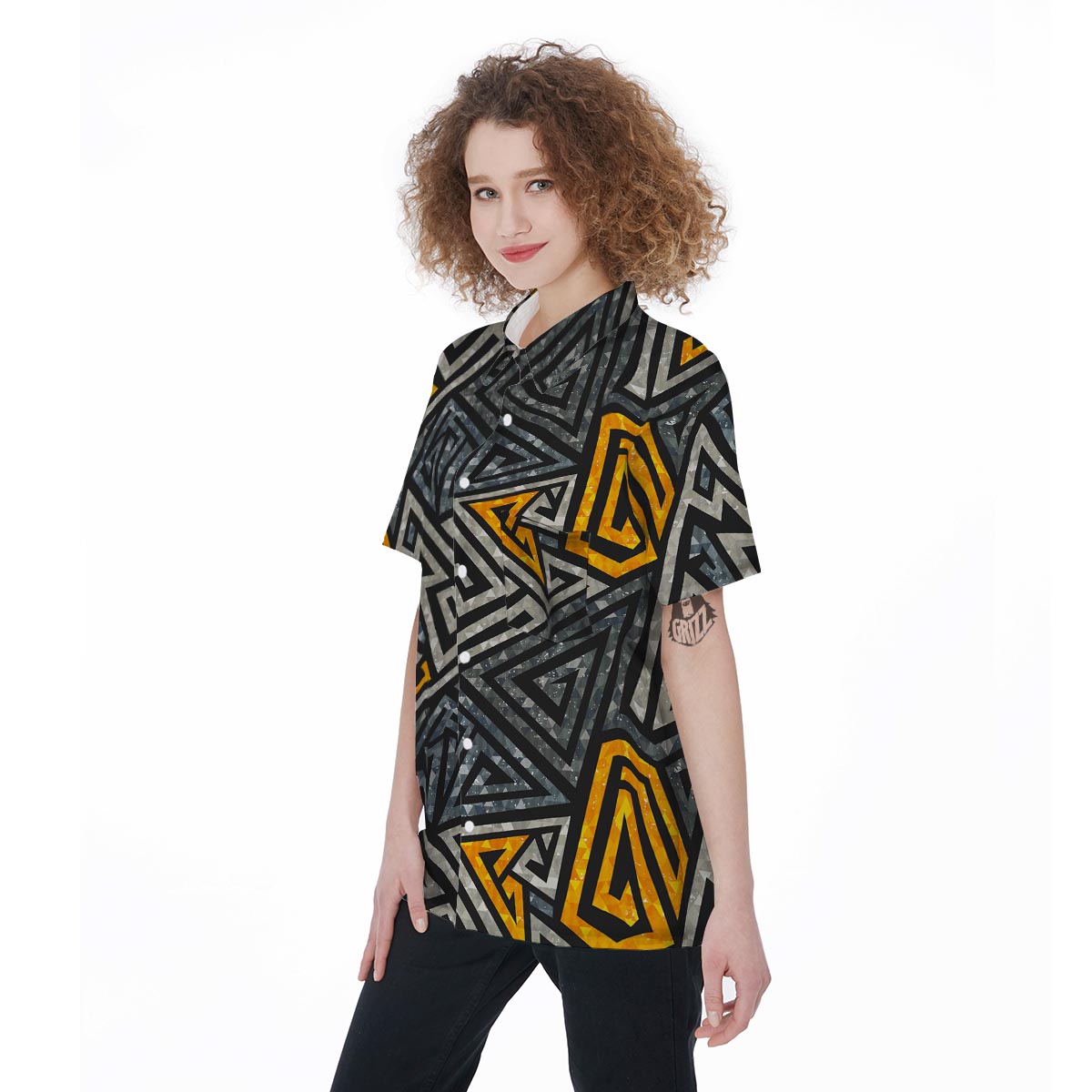 Grunge Geometric Triangle Women's Short Sleeve Shirts-grizzshop