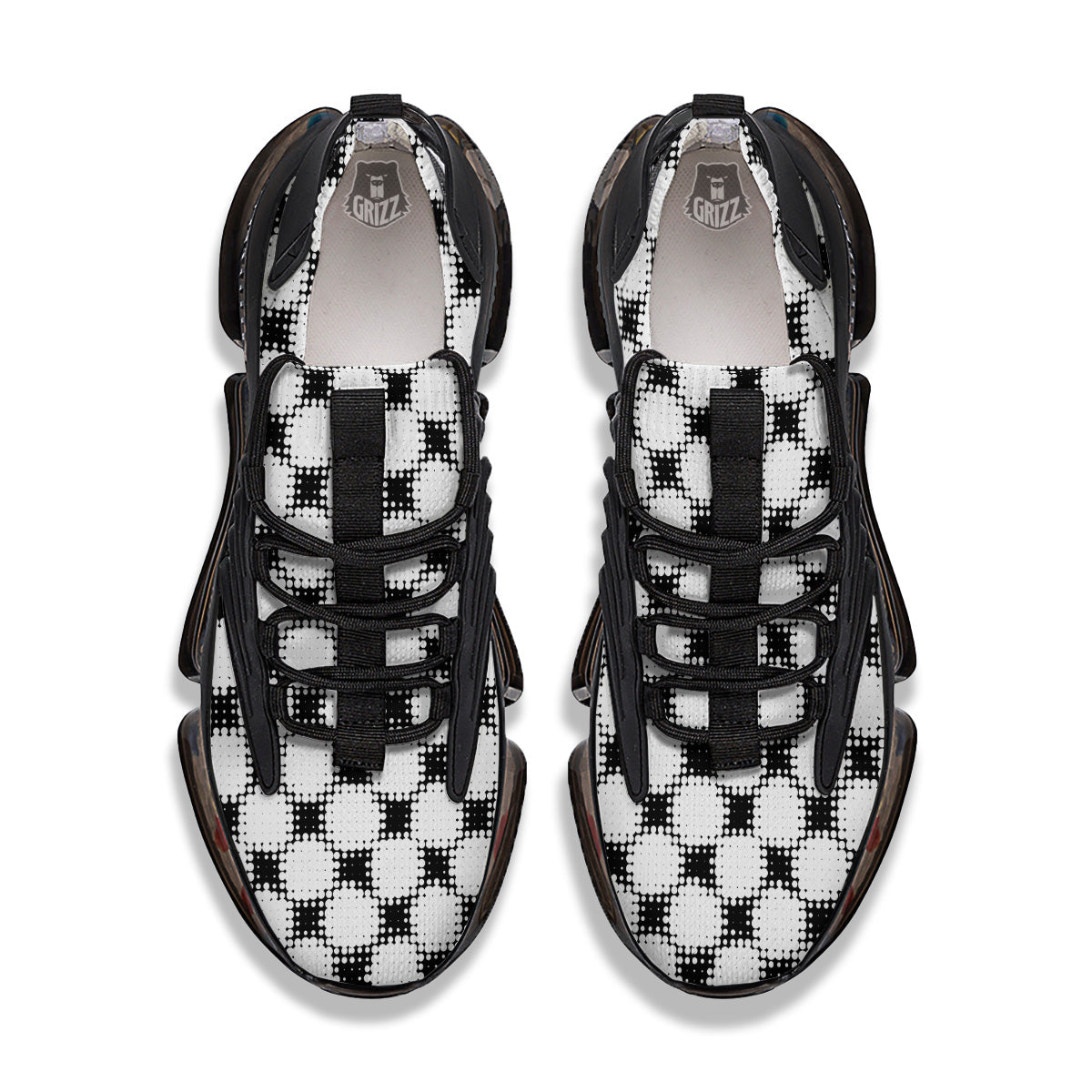 Grunge Halftone Black And White Dots Print Pattern Black Gym Shoes-grizzshop