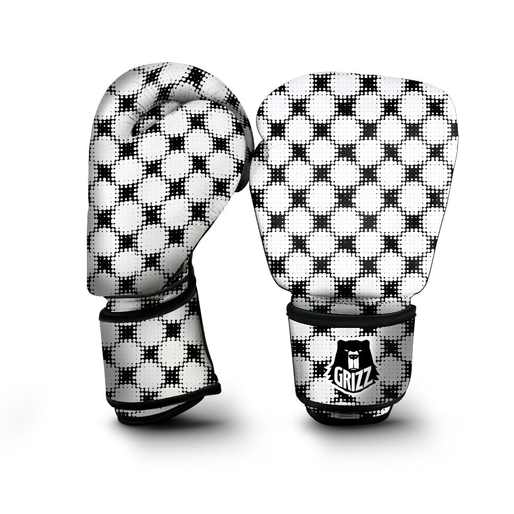 Grunge Halftone Black And White Dots Print Pattern Boxing Gloves-grizzshop