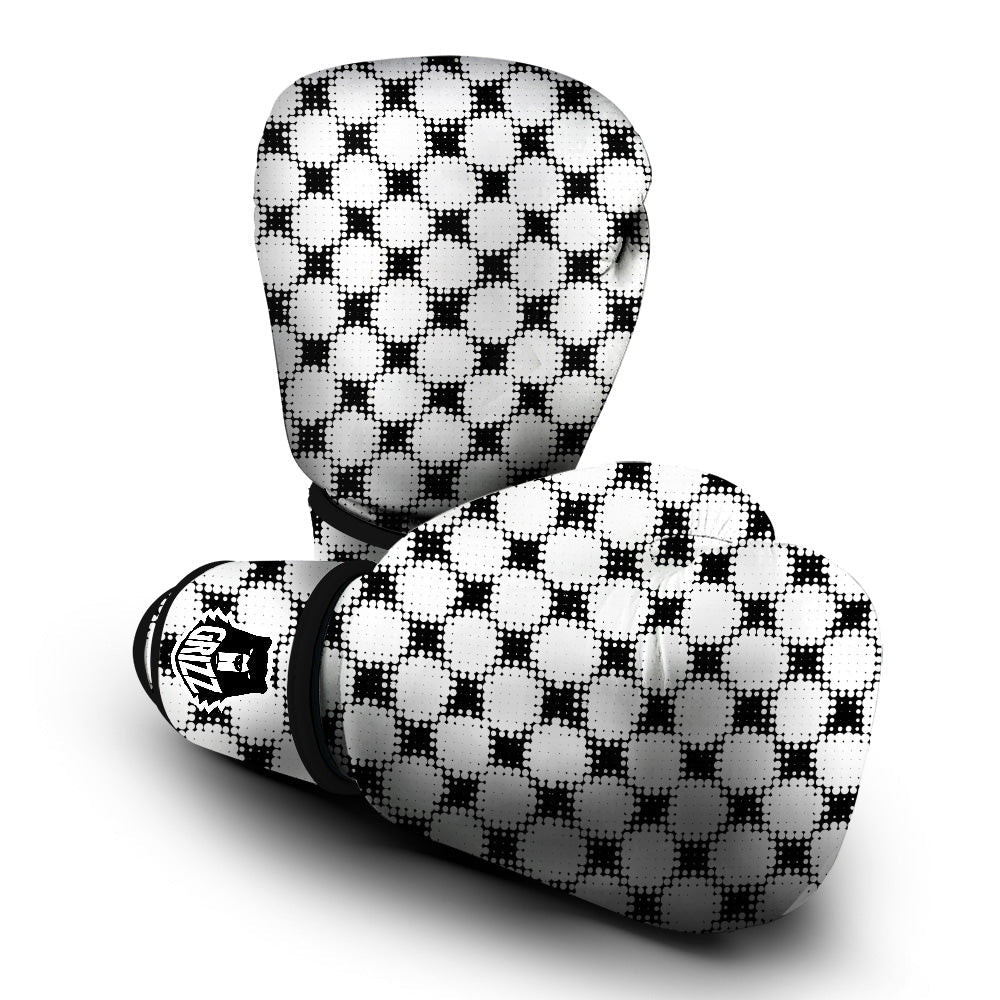 Grunge Halftone Black And White Dots Print Pattern Boxing Gloves-grizzshop