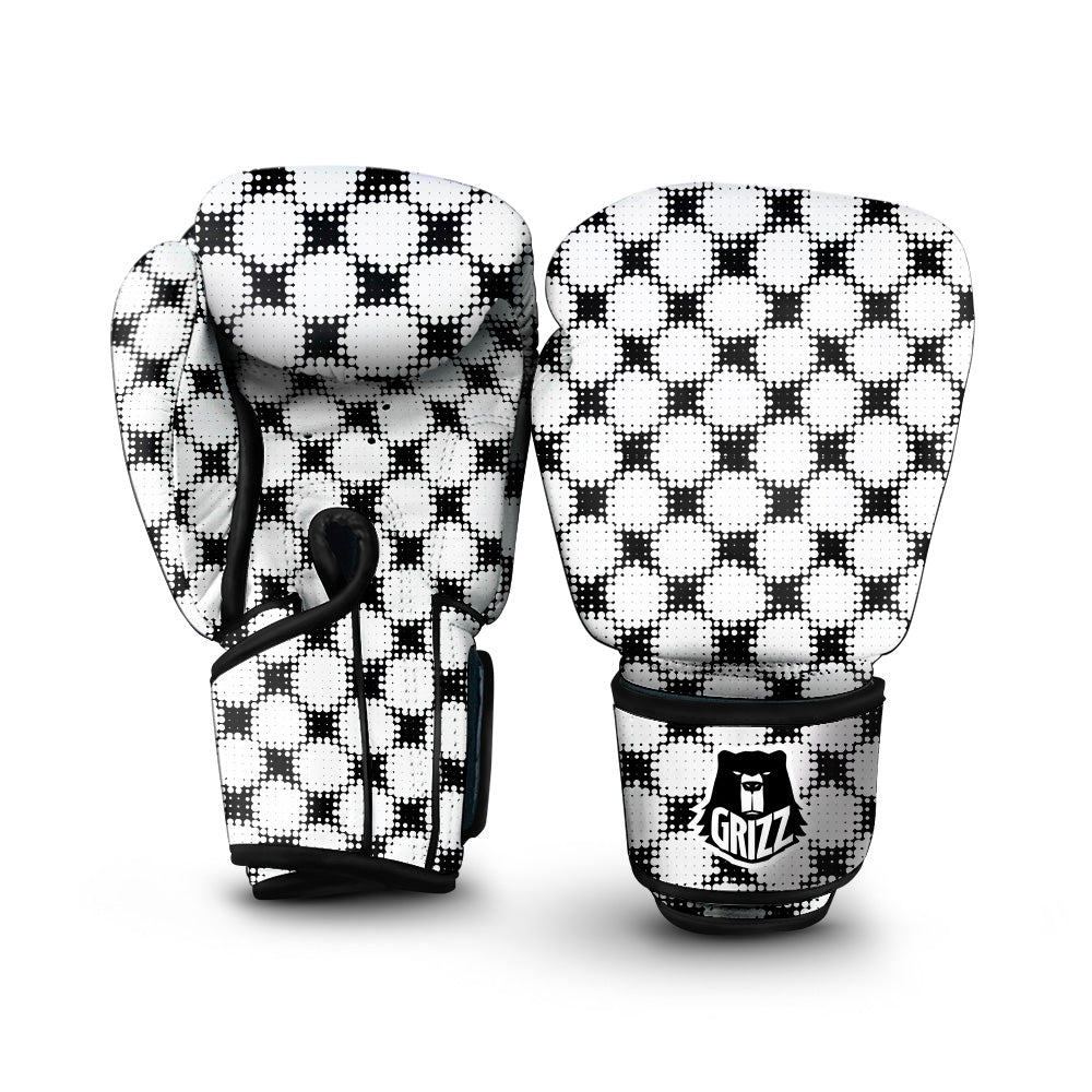 Grunge Halftone Black And White Dots Print Pattern Boxing Gloves-grizzshop