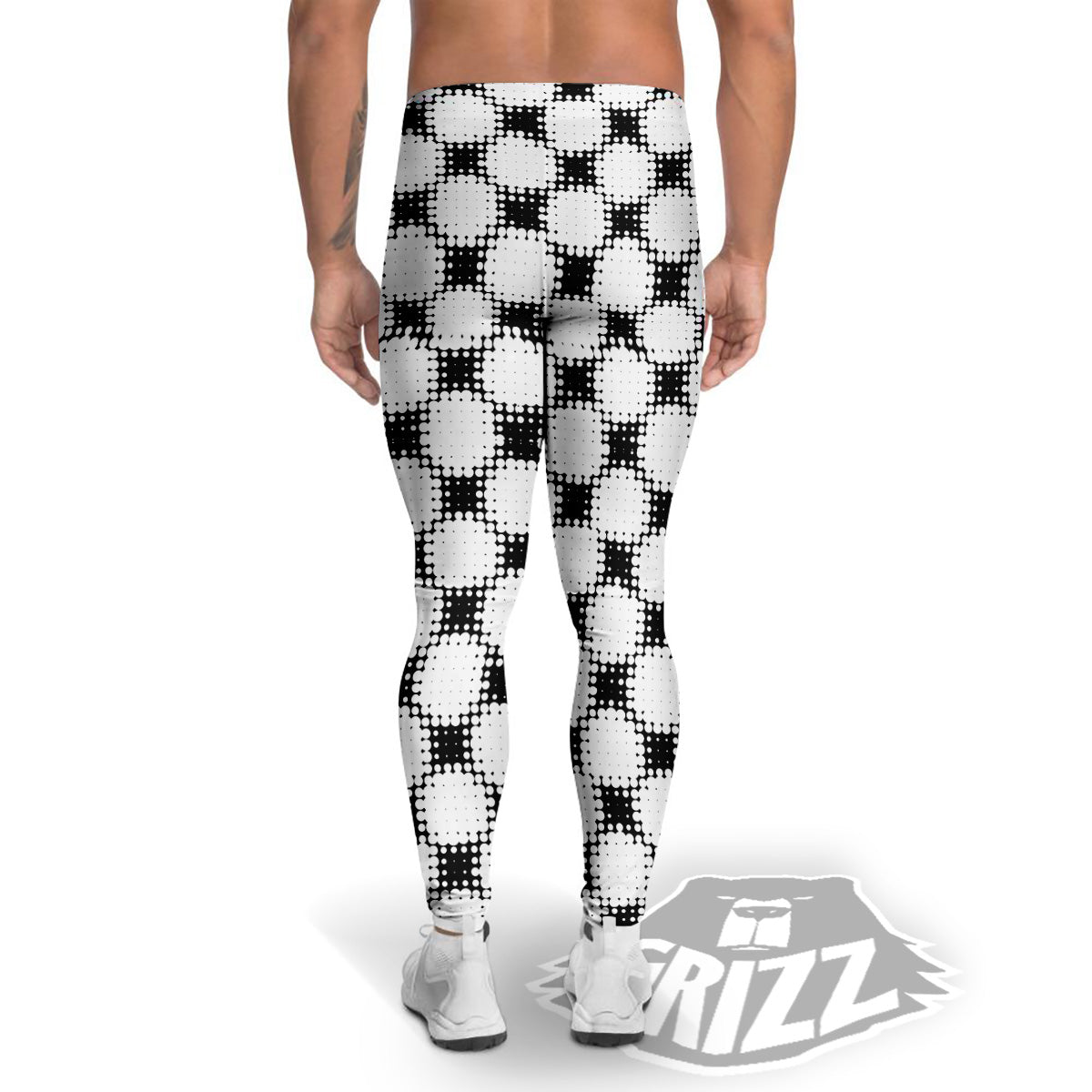 Grunge Halftone Black And White Dots Print Pattern Men's Leggings-grizzshop