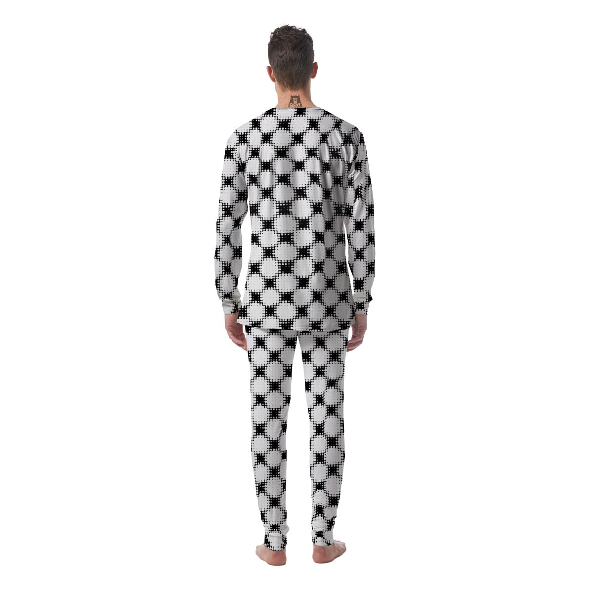 Grunge Halftone Black And White Dots Print Pattern Men's Pajamas-grizzshop