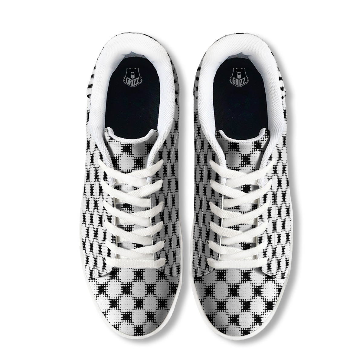 Grunge Halftone Black And White Dots Print Pattern White Low Top Sneakers-grizzshop