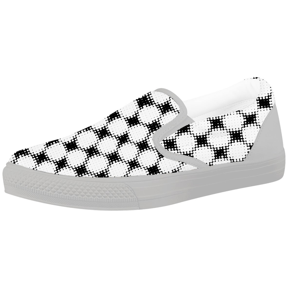 Grunge Halftone Black And White Dots Print Pattern White Slip On Shoes-grizzshop