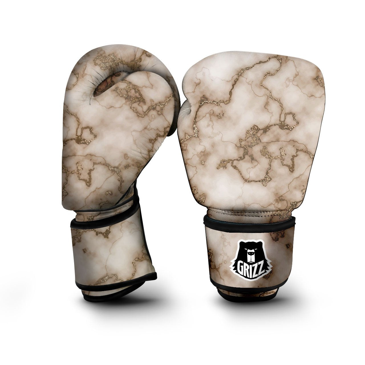 Grunge Marble White Brown Print Pattern Boxing Gloves-grizzshop