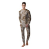 Grunge Marble White Brown Print Pattern Men's Pajamas-grizzshop