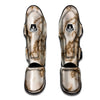 Grunge Marble White Brown Print Pattern Muay Thai Shin Guards-grizzshop