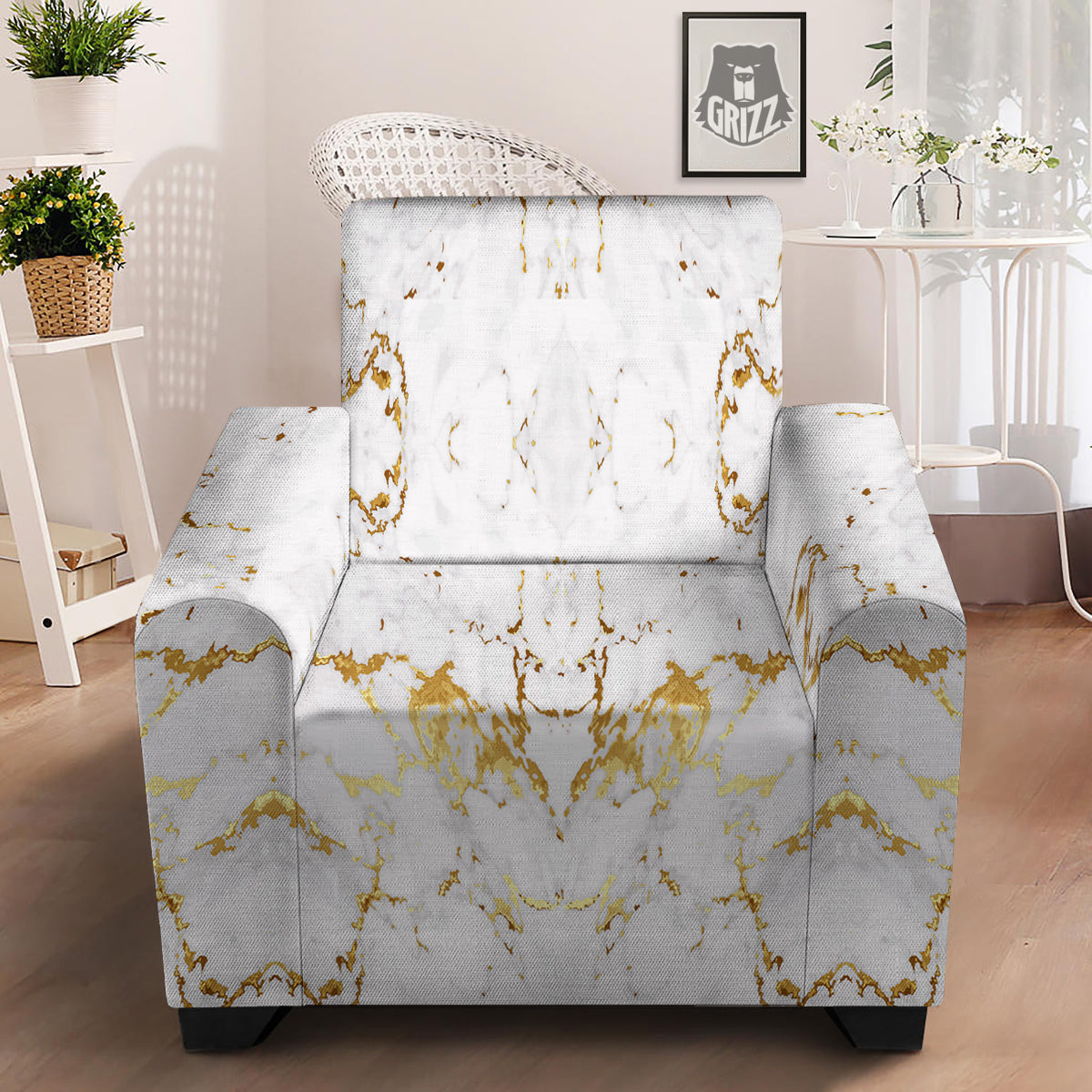 White armchair online slipcover