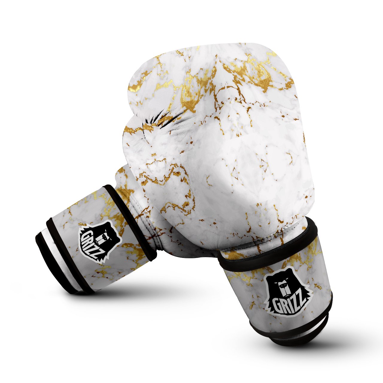 Grunge Marble White Gold Print Pattern Boxing Gloves-grizzshop