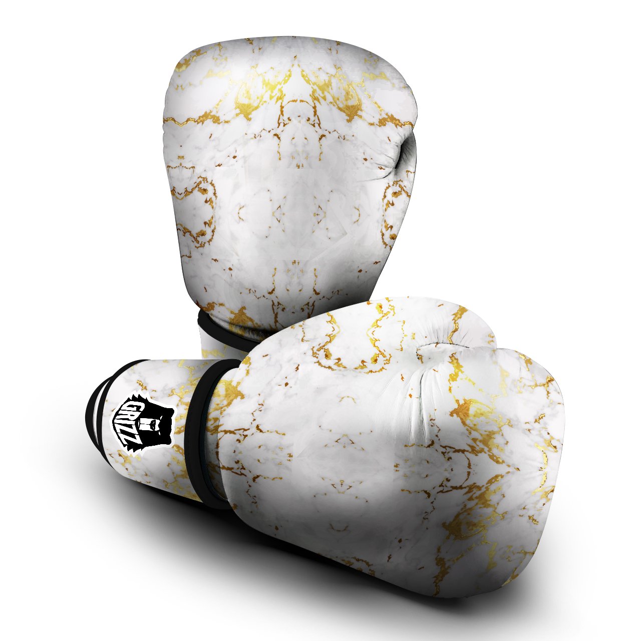 Grunge Marble White Gold Print Pattern Boxing Gloves-grizzshop