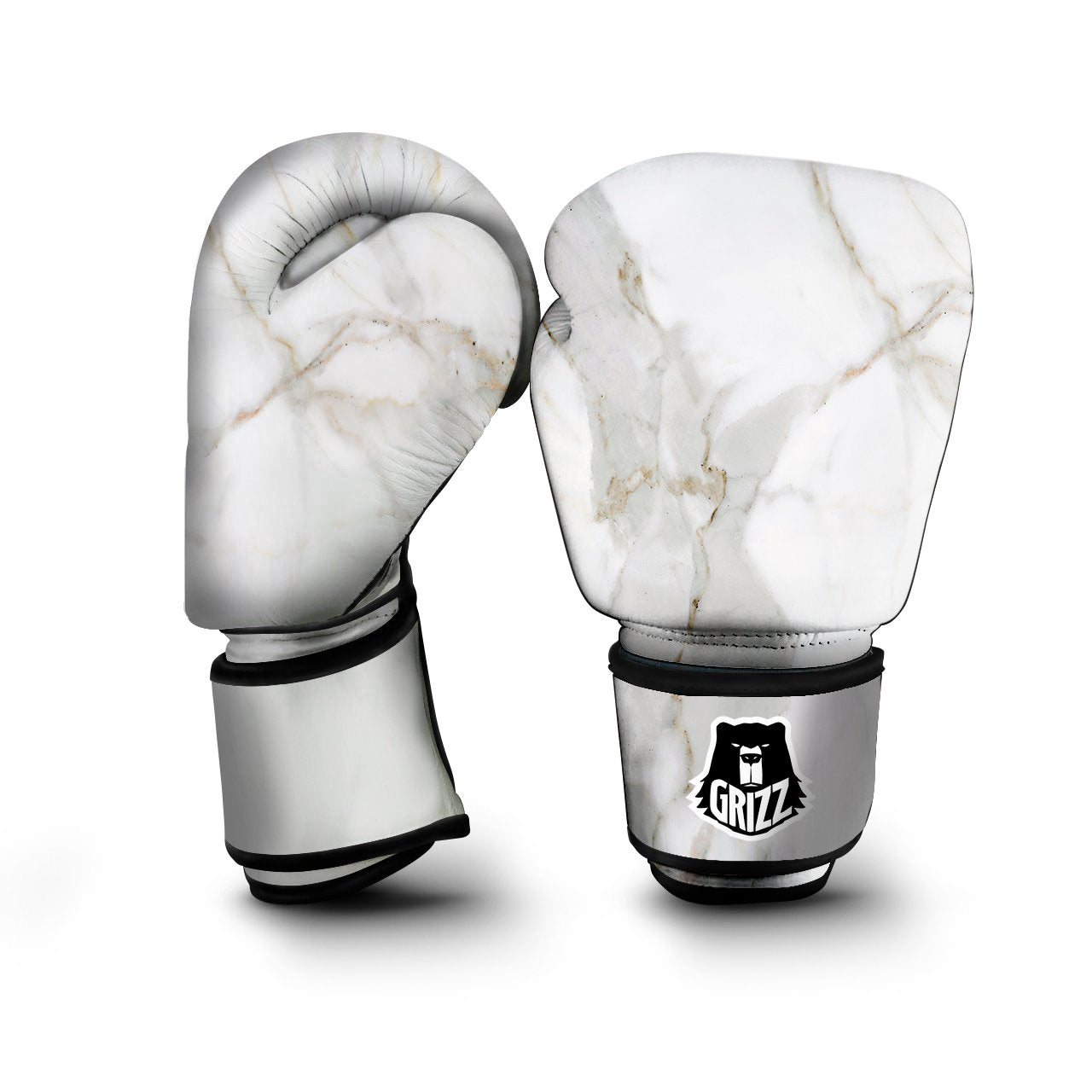 Grunge Marble White Print Pattern Boxing Gloves-grizzshop
