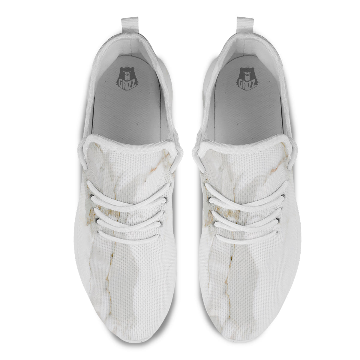 Grunge Marble White Print Pattern White Athletic Shoes-grizzshop