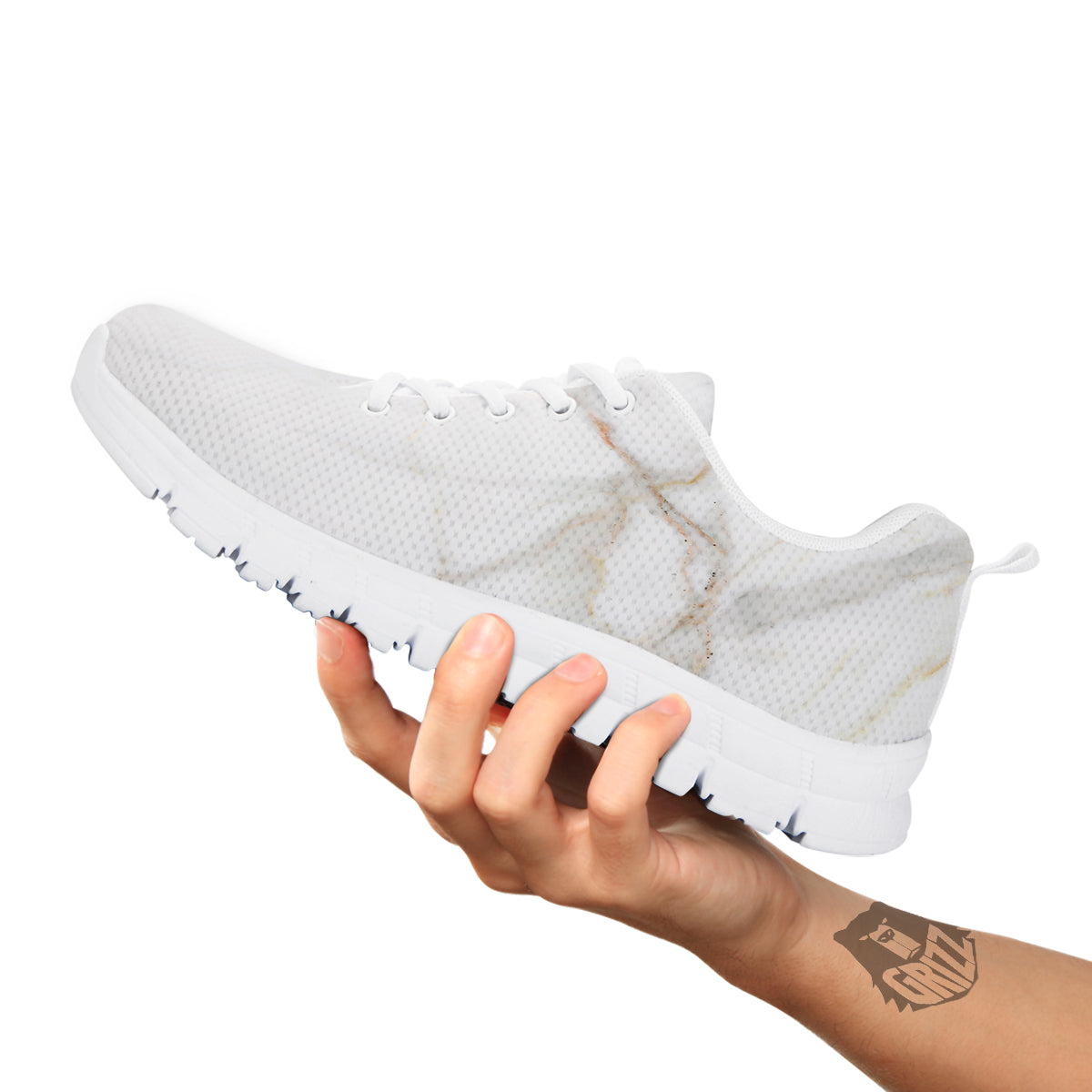 Grunge Marble White Print Pattern White Sneaker-grizzshop