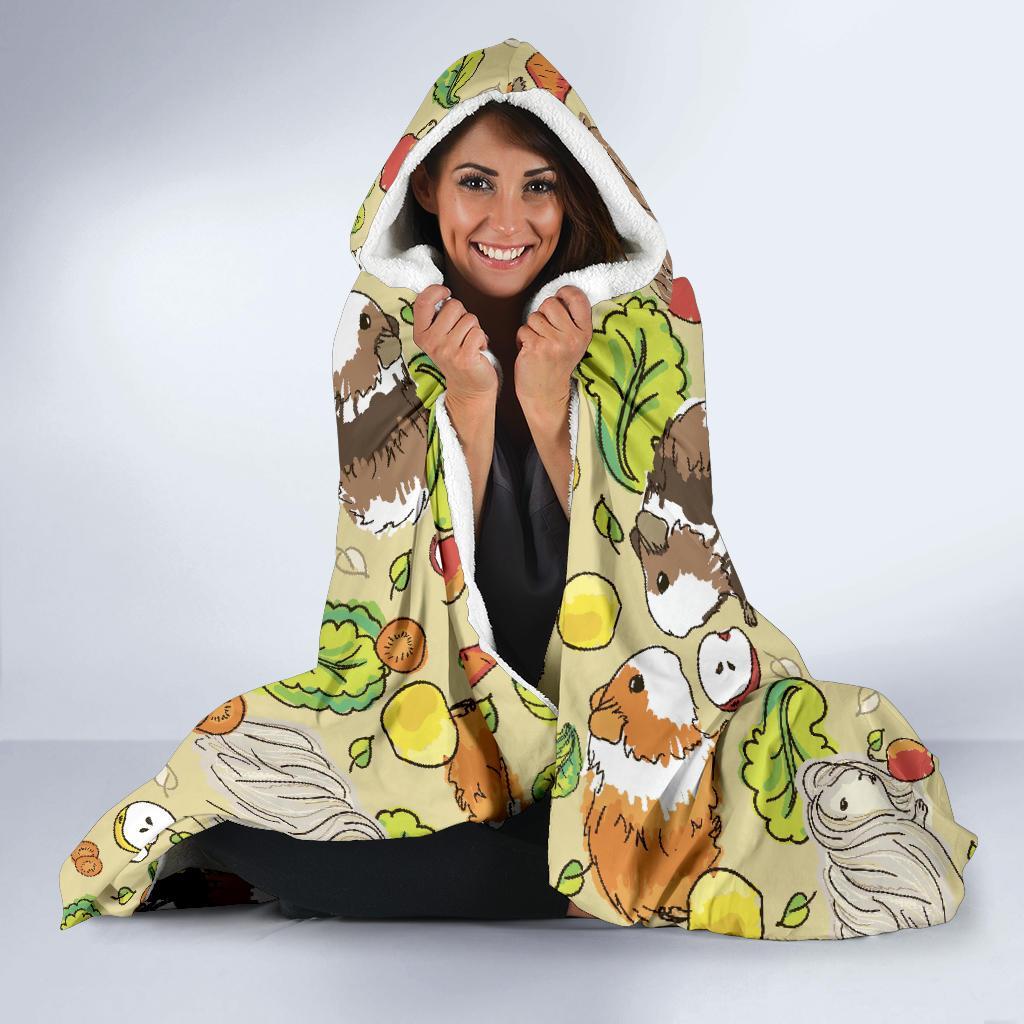 Guinea Pig Pattern Print Hooded Blanket-grizzshop