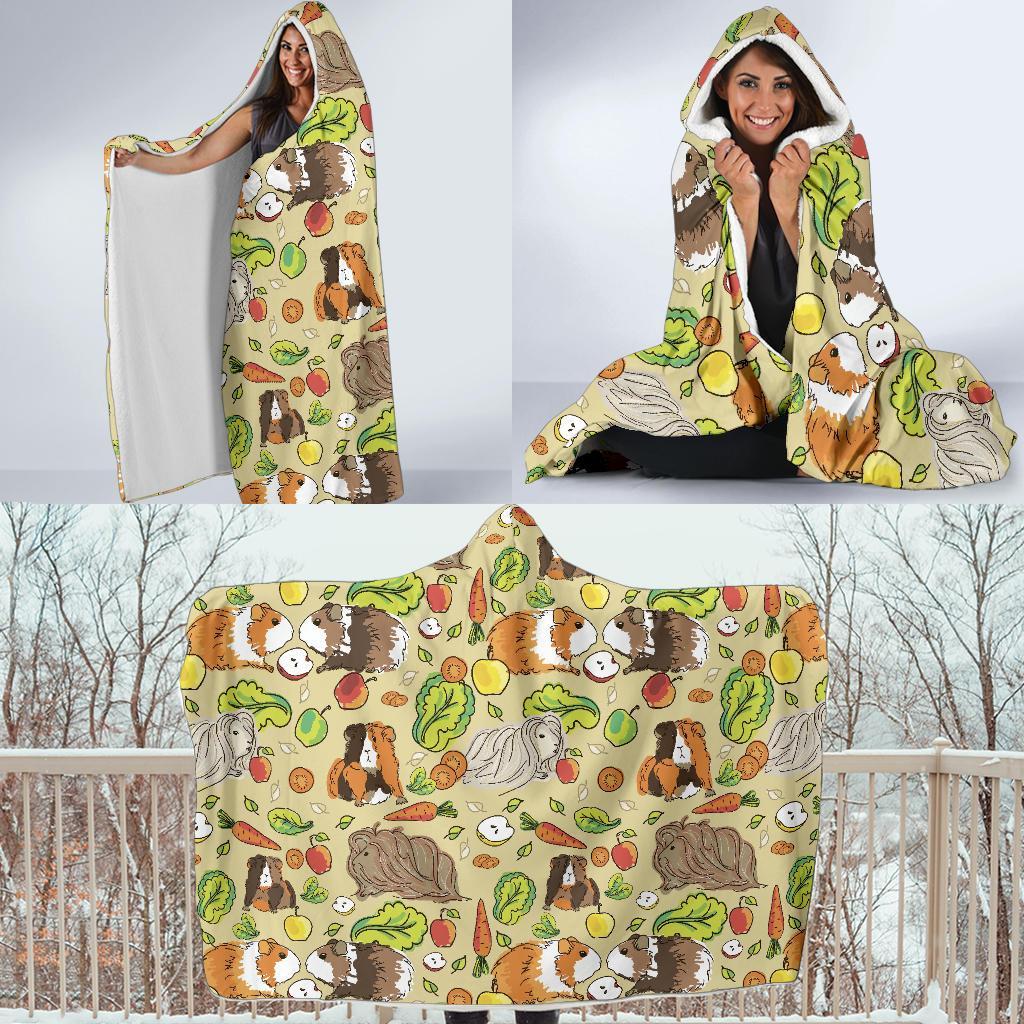Guinea Pig Pattern Print Hooded Blanket-grizzshop