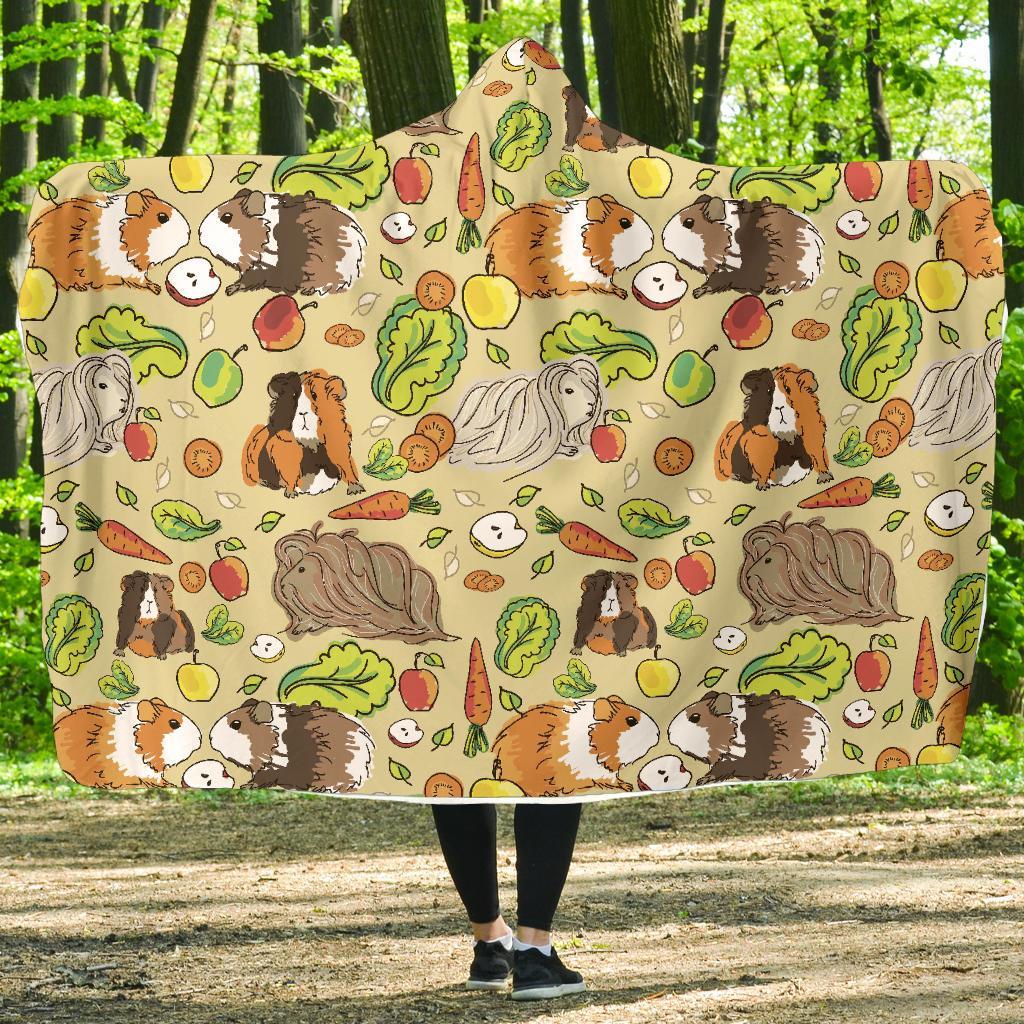 Guinea Pig Pattern Print Hooded Blanket-grizzshop
