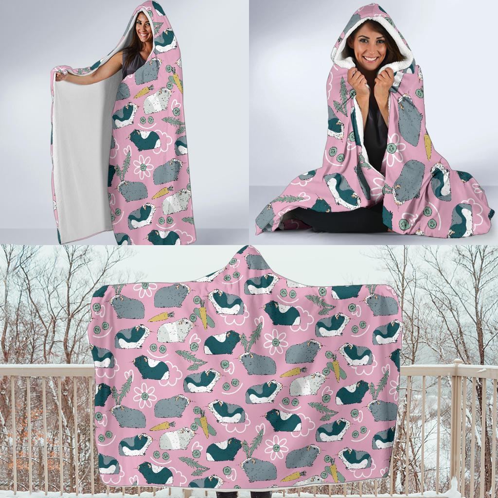 Guinea Pig Print Pattern Hooded Blanket-grizzshop