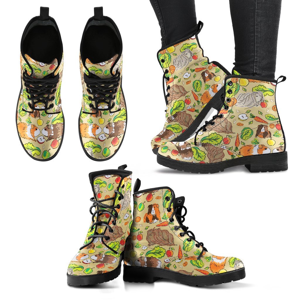 Guinea Pig Pattern Print Men Women Leather Boots-grizzshop